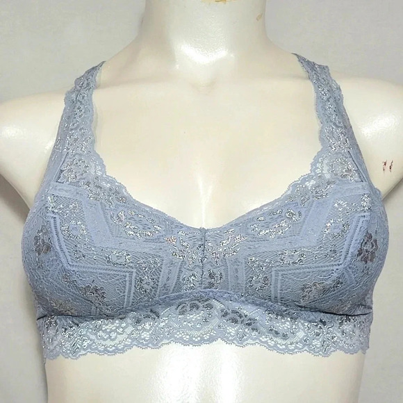 MEDIUM‎ Gilligan Lace Pullover Racerback Bralette Blue NWT - Picture 1 of 7